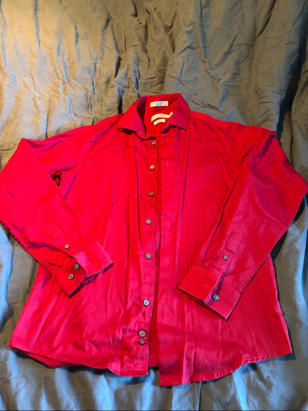 Calvin Klein Men's Red Long-Sleeve Button-Down Shirt